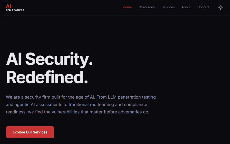 Screenshot of the AIRedTeamers website