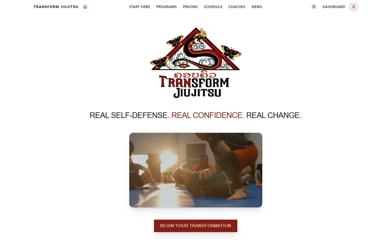 Screenshot of the TransformBJJ website